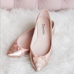 Repetto Brigitte rose gold leather pointed flats